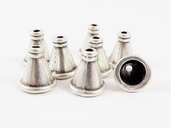 Small Silver Bead Caps, Round, Cone Bead caps, Simple, Plain, Silver Caps, Tassel Cap, Cone Cap, Antique Matte Silver Plated - 8pcs