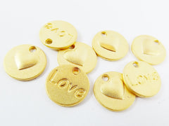 8 Love Heart Charms - 22k Matte Gold Plated