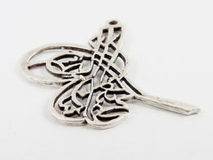 Ottoman Tughra Charms - Tugra - Matte Antique Silver Plated - 2pc