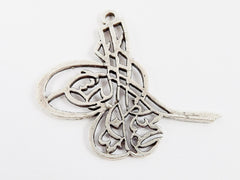 Ottoman Tughra Charms - Tugra - Matte Antique Silver Plated - 2pc