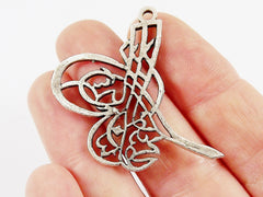 Ottoman Tughra Charms - Tugra - Matte Antique Silver Plated - 2pc