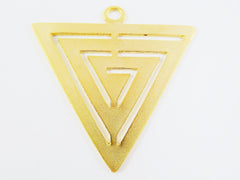 Large Fretwork Triangle Minimalist Geometric Pendant - 22k Matte Gold Plated - 1pc