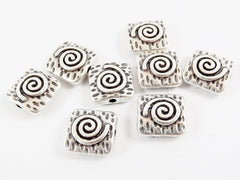 8 Square Spiral Spacer Beads - Matte Antique Silver Plated