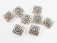 8 Square Spiral Spacer Beads - Matte Antique Silver Plated