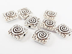 8 Square Spiral Spacer Beads - Matte Antique Silver Plated