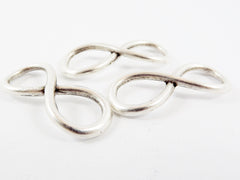 3 Infinity Eternity Connectors - Matte Antique Silver Plated Brass - 1PC