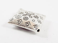 Diamond Stamped Pillow Bead Spacer - Matte Antique Silver Plated