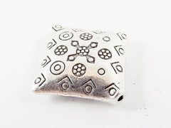 Diamond Stamped Pillow Bead Spacer - Matte Antique Silver Plated