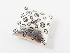 Diamond Stamped Pillow Bead Spacer - Matte Antique Silver Plated