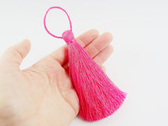 Extra Large Thick Candy Pink Thread Tassels - 4.4 inches - 113mm - 1 pc