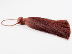 Extra Large Thick Chocolate Brown Silk Thread Tassels - 4.4 inches - 113mm - 1 pc
