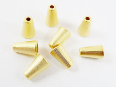 8 Small Plain Simple Cone Bead End Caps -  22k Matte Gold Plated  Round Bead caps