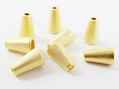 8 Small Plain Simple Cone Bead End Caps -  22k Matte Gold Plated  Round Bead caps