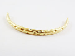 Organic Shaped Hammered Curve Bracelet Bar Connector - 22k Matte Gold Plated - 1pc