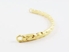 Organic Shaped Hammered Curve Bracelet Bar Connector - 22k Matte Gold Plated - 1pc