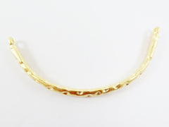 Organic Shaped Hammered Curve Bracelet Bar Connector - 22k Matte Gold Plated - 1pc