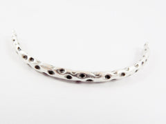 Organic Shaped Hammered Curve Bracelet Bar Connector - Matte Antique Silver Plated - 1pc