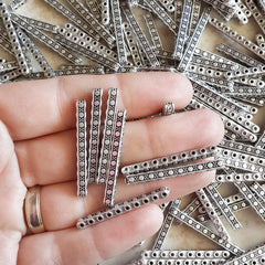 Ten Hole Dotted Strand Separator Spacer Bar Connector - 10 Holes - Antique Matte Silver Plated - 6pcs
