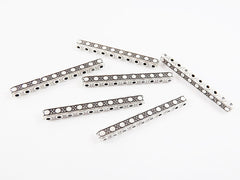 Ten Hole Dotted Strand Separator Spacer Bar Connector - 10 Holes - Antique Matte Silver Plated - 6pcs