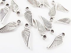 Wing Charms, Silver Wing Charms, Angel Wing Charms, Silver Angel Wing, Mini Wing Charms, Small Wing, Matte Antique Silver Plated - 15pcs