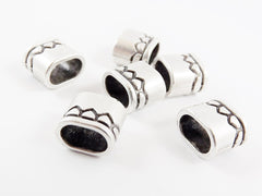 6 Rectangle Slide Bead Band Spacers for Leather Cord - Geometric Tribal - Matte Antique Silver Plated