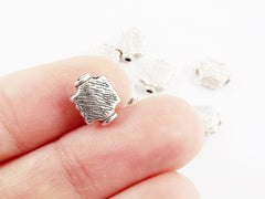 10 Textured Square Spacer Beads - Matte Antique Silver Plated