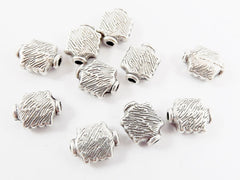 10 Textured Square Spacer Beads - Matte Antique Silver Plated