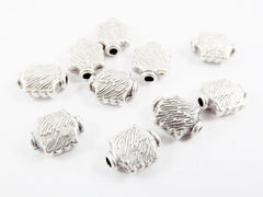 10 Textured Square Spacer Beads - Matte Antique Silver Plated