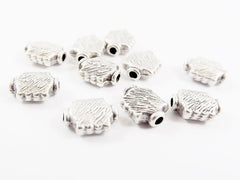 10 Textured Square Spacer Beads - Matte Antique Silver Plated