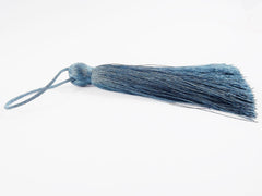 Extra Large Peacock Blue Silk Thread Tassels - 4.4 inches - 113mm - 1 pc