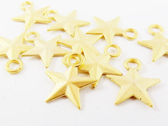 10 Star Charms - 22k Matte Gold Silver Plated