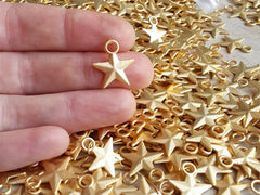 10 Star Charms - 22k Matte Gold Silver Plated