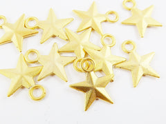 10 Star Charms - 22k Matte Gold Silver Plated