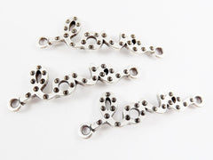 3 Dotted Love Connectors - Matte Antique Silver Plated