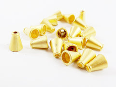 20 Mini Cone Round Bead caps - 22k Matte Gold Plated