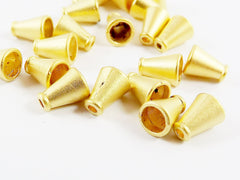 20 Mini Cone Round Bead caps - 22k Matte Gold Plated