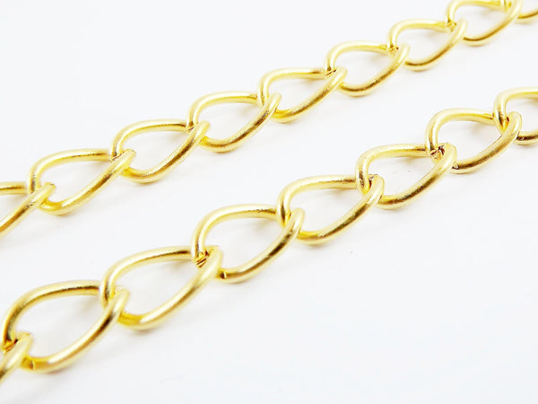 Twisted Link Curb Chain  - 22k Matte Gold Plated - 1 Meter  or 3.3 Feet
