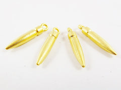 4 Medium Spike Charms - Matte Gold Plated