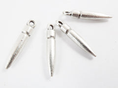 Medium Silver Spike Charms, Spike Pendants, Ethnic Tribal Boho Bohemian Jewelry Making Supplies - Matte Antique Silver Plated - 4pc