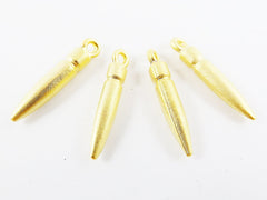 4 Medium Spike Charms - Matte Gold Plated