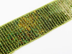 Sage Green Sparkly Square Sequin Border Trim Lace Ribbon - 1.65 inches - 1 Meter  or 3.3 Feet or 1.09 Yards