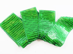 Emerald Green Sparkly Square Sequin Border Trim Lace Ribbon - 1.81 inches - 1 Meter  or 3.3 Feet or 1.09 Yards