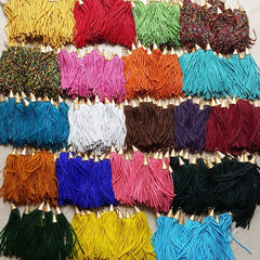 Transparent Pale Purple Afghan Tibetan Heishi Tube Beaded Tassel Pendant Handmade Textured 22k Matte Gold Plated Cap 92mm = 3.62inches  -1PC