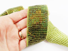 Sage Green Sparkly Square Sequin Border Trim Lace Ribbon - 1.65 inches - 1 Meter  or 3.3 Feet or 1.09 Yards