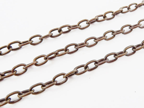 6.5 x 4mm Dark Antique Bronze Cable Chain  - 3 Meters  or 9.84 Feet