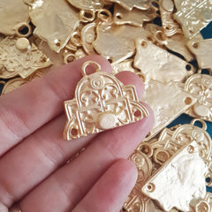 2 Ethnic Multi Strand Link Connector Necklace Finish - 22k Matte Gold Plated