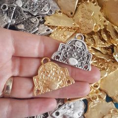 2 Ethnic Multi Strand Link Connector Necklace Finish - 22k Matte Gold Plated