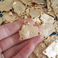 2 Ethnic Multi Strand Link Connector Necklace Finish - 22k Matte Gold Plated