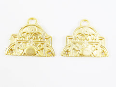 2 Ethnic Multi Strand Link Connector Necklace Finish - 22k Matte Gold Plated