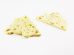 2 Ethnic Multi Strand Link Connector Necklace Finish - 22k Matte Gold Plated